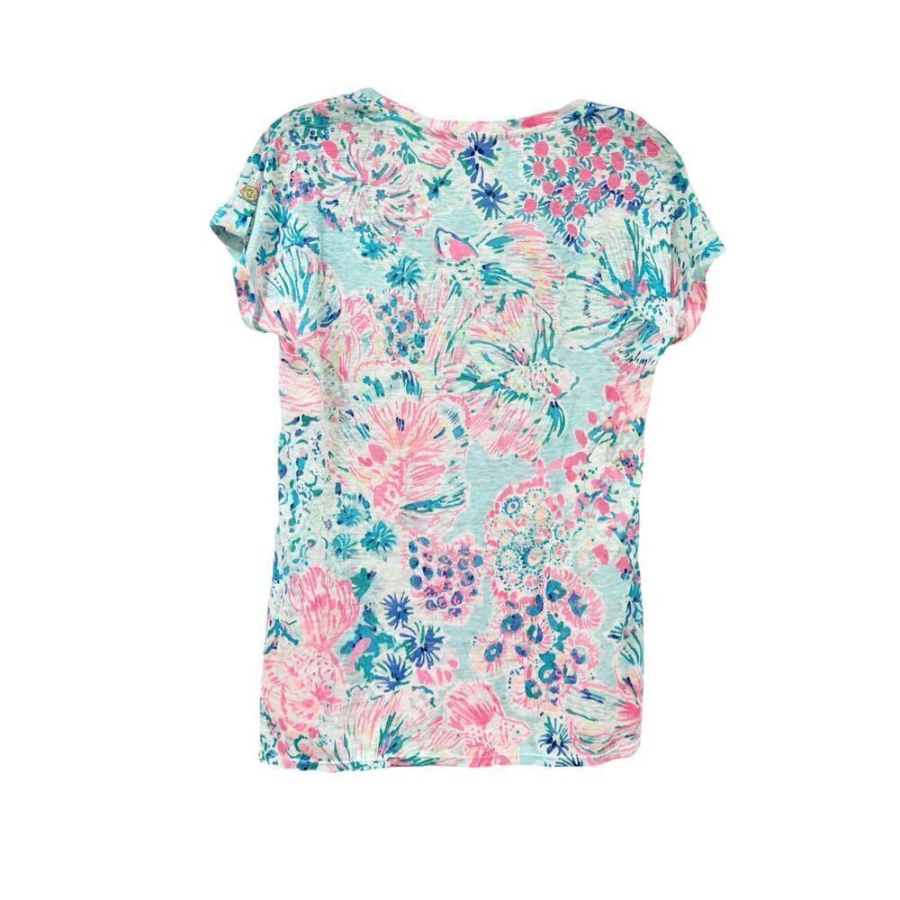 Lilly Pulitzer Tropical Fish Print Linen Shirt XS - Picture 4 of 5